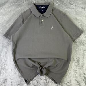 Vintage Nautica True Deck Shirt Grey Logo Embroidered Golf Polo Shirt Size XL